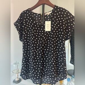 Hippie Rose Black and White Polka Dot Blouse